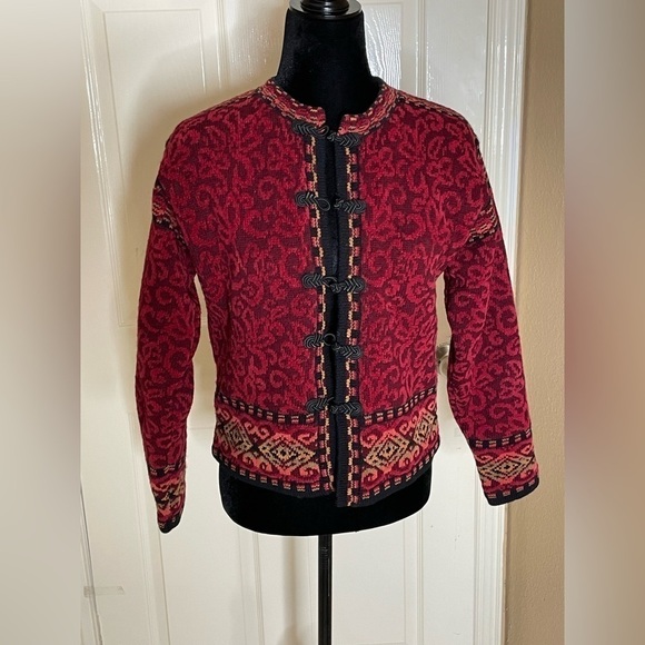 Embroidered Nordic Wool Blend Ski Sweater Jacket Size Small.​​​​​​​​​​​​ - Picture 1 of 12